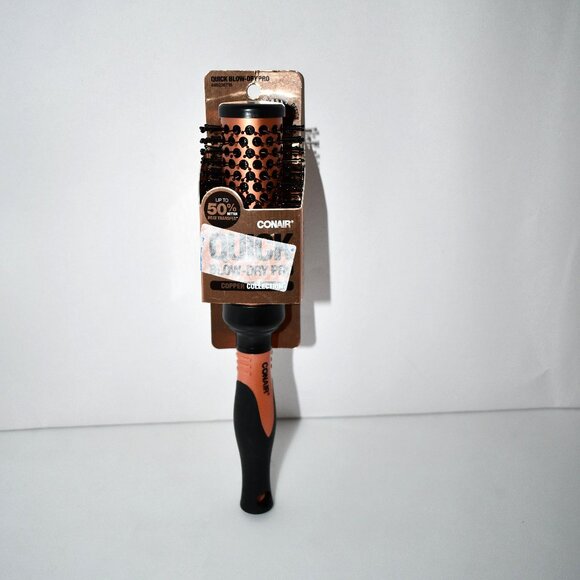 Conair Quick Blow Dry Pro Round Brush, Small, Copper Nylon Bristles, Rubber Hand - Picture 1 of 3